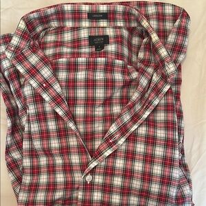 J. Crew Red and White Casual Button Down Shirt